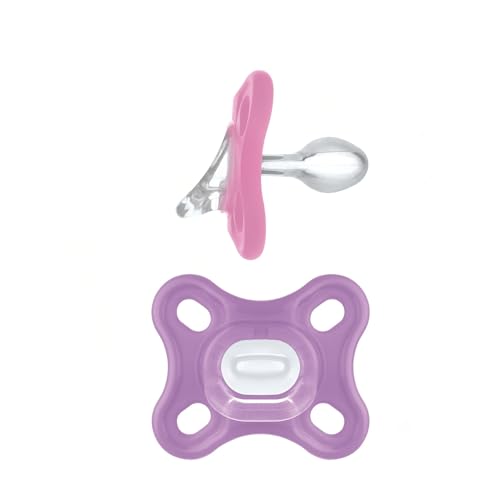MAM Comfort Baby Pacifiers, Lightweight One-Piece Full Silicone Binky for Newborns 0-3 Months, BPA-Free Nipple, Easy to Clean Pacifier, Best for Breastfed Babies, with Sterilizer Case, 2 Count Binkies