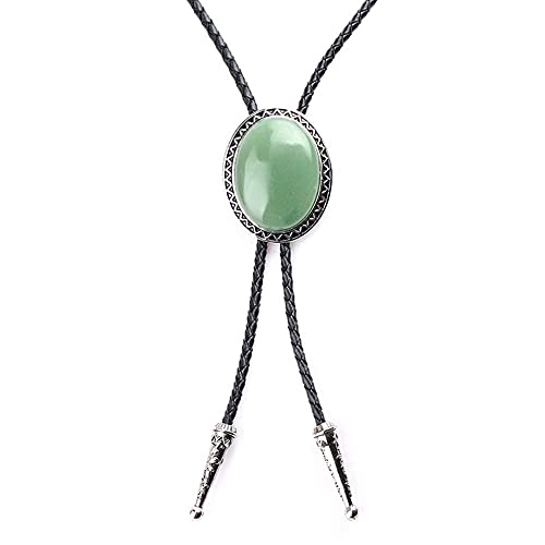 Image of Turquoise Agate Granite BOLO Tie for Men Women Leather Wedding Necklace Western Cowboy Necktie