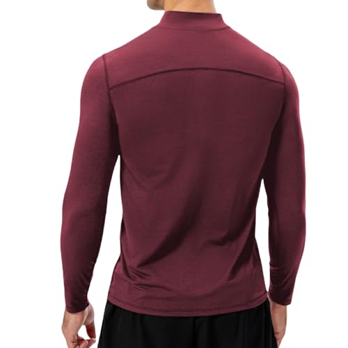 Mens Long Sleeve Athletic Shirts Quarter-Zip Pullover Tights Shirt Quick Dry Gym Workout Tee Lightweight Running Tops2
