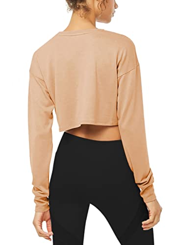 Bestisun Long Sleeve Crop Top Cropped Sweatshirt for Women with Thumb Hole2
