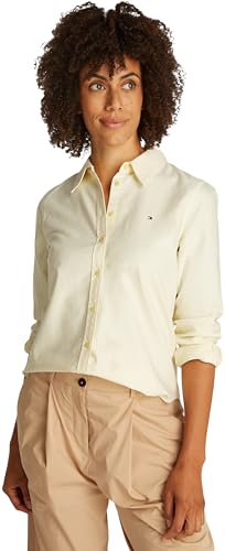 Tommy Hilfiger Donna Camicia Oxford Relaxed Fit, Giallo (Lemon Zest), 38