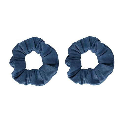 Motique Accessories Solid Scrunchies for Women, Set of 2, Dark Blue