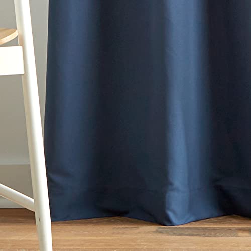 Dream Factory Grommet Top Window Treatment 2 Piece Set Room Darkening Curtains For Kids Bedroom Decor Solid Lined Drapes, 84" Panel Pair, Denim Harper #TOP2