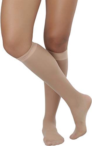 Image of ToBeInStyle Women Pack of 6 Sheer Knee-High Trouser Socks Reinforces Toes