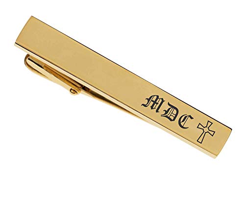 personalized gold stainless steel cross tie clip custom engraved free - ships from usa