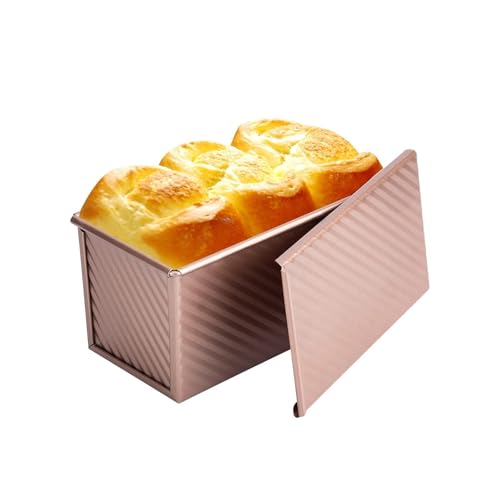 Bulaned - Moldes para pan con tapa, acero al carbono, corrugado, molde antiadherente para tostadas