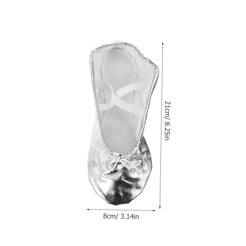 Boys and Girls Pu Leather Ballet Practice Shoes Non- Dance Shoes for Girls Silver for Yoga Gymnastics and Ballet Training2