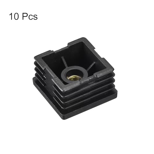 Image of uxcell 10Pcs Inserts for Square Tubes with M8-1.25mm Thread, for 1.57 inchx1.57 inch OD Square Tube, Black Plastic Plug Caster Insert Chair End Caps Furniture