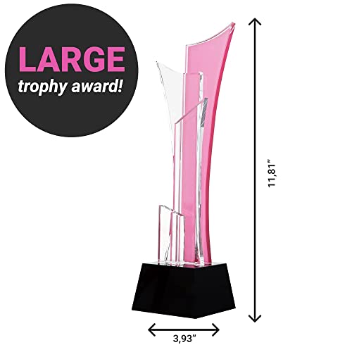 Trophy Award Made Of Crystal Glass - Large Award Trophy 15'' Tall - Appreciation Award Gift For Friends Or Employees - Easy To Customize - Ideal Prize For Competitions - Comes In Elegant Gift Box #TOP4