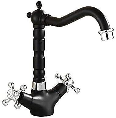 Robinet en laiton noir pour lavabo : mitigeur eau chaude froide rotatif durable