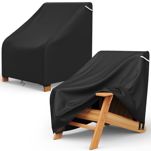 AKEfit Patio Adirondack Chair Covers 2 Pack for Outdoor Waterproof Chairs Size Up to 29Wx30Dx36H inch Heavy Duty Outdoor Chair Covers Waterproof for Outdoor Lawn Patio Furniture Black