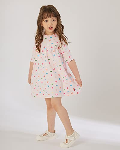 Ozkiz Toddler Girl Pink Flower Long Sleeve Casual Dress Girls Dresses2