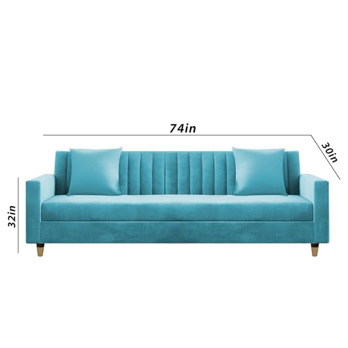 Image of Casaliving Garcia 3+2 Seater Sofa Set for Living Room (Turquise Colour Sofa)