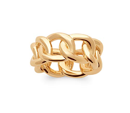 Bague en plaqué or 18 carats pour femme, anneau tendance à gros maillons de chaîne