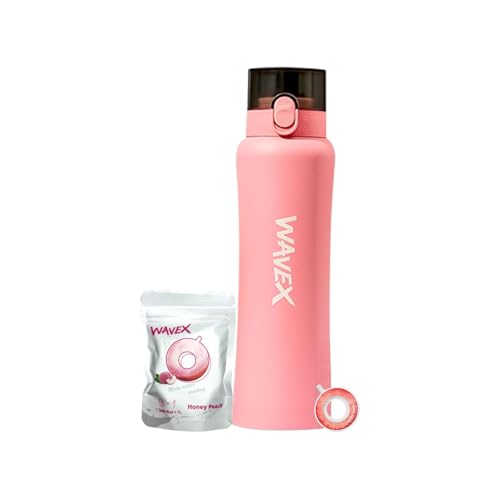 Image of Wavex Stainless Steel Scented Water Bottle, Includes 3 Aroma Scent Pods, Flip Top Leak-Proof Lid, Straw Included, Subtle Flavor Experience, No Sugar or Calories, (18.6 Ounce, Pink)