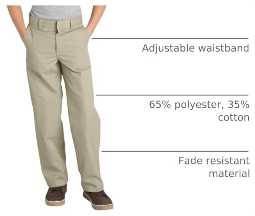 Image of Dickies Boy's Flexwaist Flat Front Straight Leg School Uniform Pants - Adjustable Uniform Trousers for Schoolwear