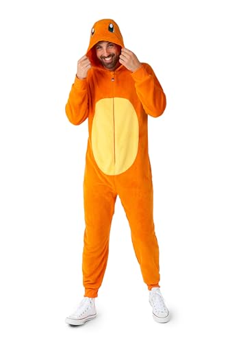 Opposuits Adult Unisex Charmander Onesie - Pokémon One-piece Pajamas - Loose Fit - Including Pockets - Orange