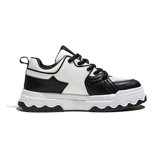 Exusiai Men Chunky Sneakers Fashion Star Y2K Shoes Platform Dad Shoes Comfortable White&Black Loafers3