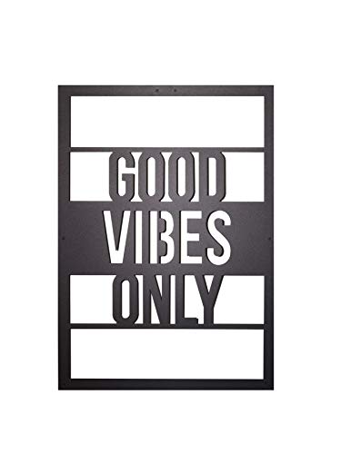 Image of Good Vibes Only Motivational Quote - Minimalist and Modern Decor, Metal Wall Decoration - 50 cm x 70 cm - Aesthetic Decoration for Home and Office by No239