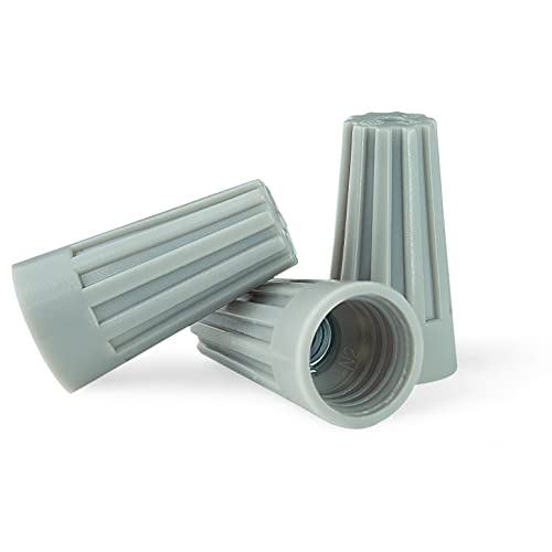 MaxBrite 100 PCS Grey Wire Connector, P1 Type Easy Twist-On Ribbed Cap - UL Listed