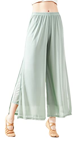 Angcoco Pantalon d'entraînement de Danse en Mousseline Stretch Double épaisseur pour Femme