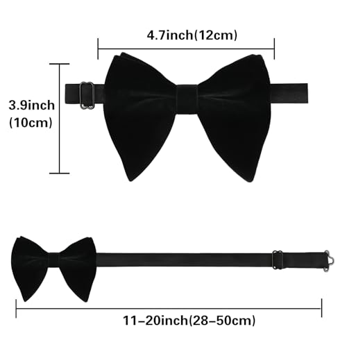 Image of Alizeal Velvet Pre-tied Adjustable Bow Tie for Men Oversize Formal Solid Tuxedo Bowtie