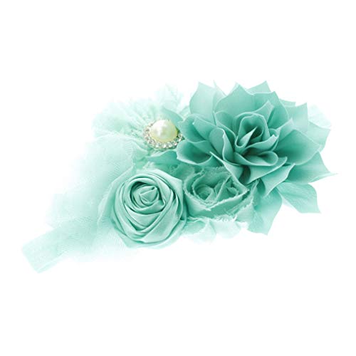 My Lello Headband Shabby Fabric Flower Cluster Baby - Infant - Toddler - Girl Stretchy Elastic Aqua2