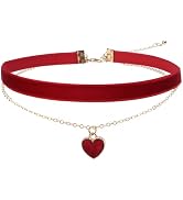 CYWQ Collana Girocollo Con Cuore Gonfio In Vetro Rosso - Catena Di Velluto Regolabile, Gioiello Y2K Per Ragazze - 5