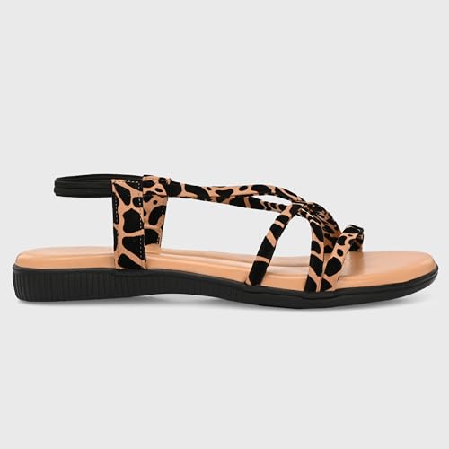 Image of Centrino Women's Sandals | Trendy Stylish Slip-On Open Toe Sandals for Ladies | Animal Print Cross Strap Comfortable Casual Flip-Flop Sandals | Lightweight and Durable Fashion Footwear(9328)