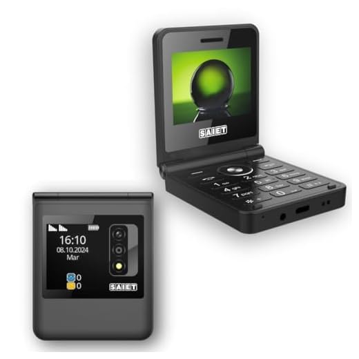 SAIET Be Flip Telefono 4G Compatto e Funzionale, Dual SIM con Doppio Display a Colori e Fotocamera, Flip Phone Dotato di Bluetooth, Sveglia e Torcia, con Audio e Video player Integrato - Nero