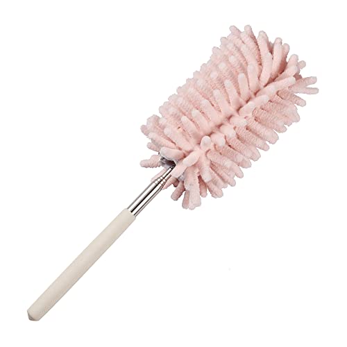 Image of Pink Retractable Microfiber Duster for Cleaning Extendable Washable Hand Duster Feather Duster Cleaning Tool for Cleaning Office, Car, Window, Computer, Air Condition