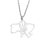 UnLou collar colgante Mapa de moda Colgante Collar Mujeres Hombres Joyería Fiesta Regalo Regalos de cumpleaños