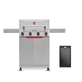 Monument Grills 4 Burner Stainless Steel Propane Gas Grill M2, 500°F in 5 Mins, 525 sq.in, 37,000 BTU, with Broil Zone, Foldable Side Shelves, Knob Controls, Built in Thermometer, with Cooking Plate