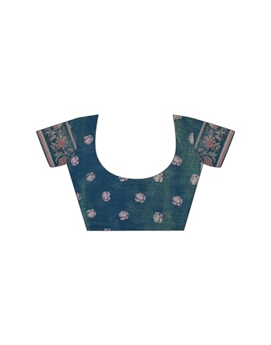 Image of SIRIL Women's Cotton Linen Printed Handloom Saree with Unstitched Blouse Piece