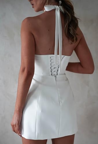 Satin Short Homecoming Dresses for Women Mini Halter Simple Prom Dress A-line Cocktail Gown3