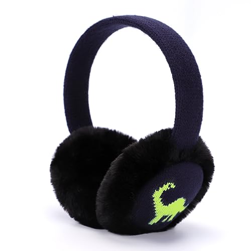 Ztl Boys Earmuffs Kids Warm Furry Knit Ear Muffs Cute Cartoon Dinosaur Earmuffs Soft Plush Winter Outdoor Ear Warmers thumb #2