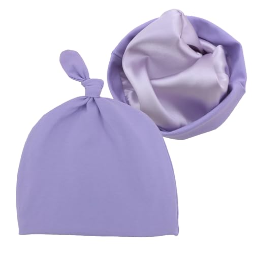 Image of Silky Satin Lined Newborn Hat Hair Care Knot Beanie Hats for Infant Baby Boys Girls Caps 0-6 Months