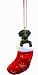 Black Labrador Christmas Stocking Ornament with "Santa's Little Pals" Hand Painted and Stitched Detail