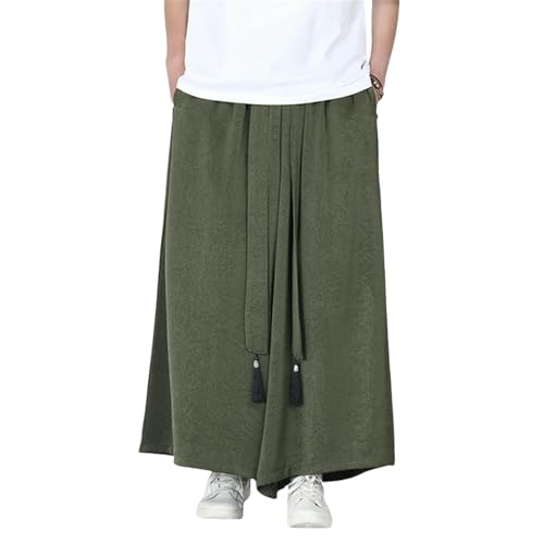 Pantalon d'été pour homme anti-transpiration en coton lin traditionnel