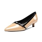 AUMOTED Womens Kitten Heel Pumps Pointed Toe Dating Low Pumps Slip-on Casual Bows Solid Heeled 1.4"