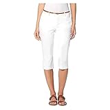 Gloria Vanderbilt Ladies’ Anita Belted Capri Casual Summer Pants (6, Shell White)