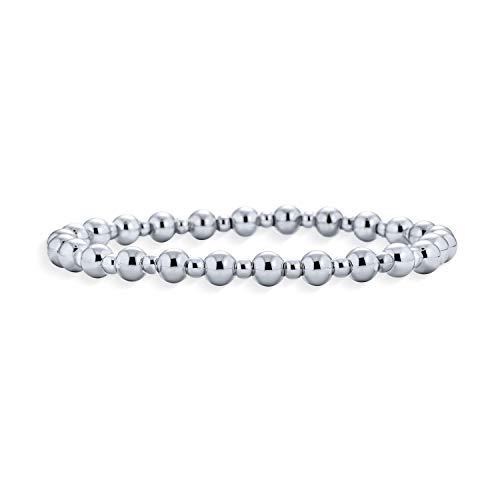 Bling Jewelry Modern Classic Polished Round Alternating 3-5MM or 5-8MM Ball Bead Bolo Slide Stretch Bracelet For Women Teen Shinny .925 Sterling Silver
