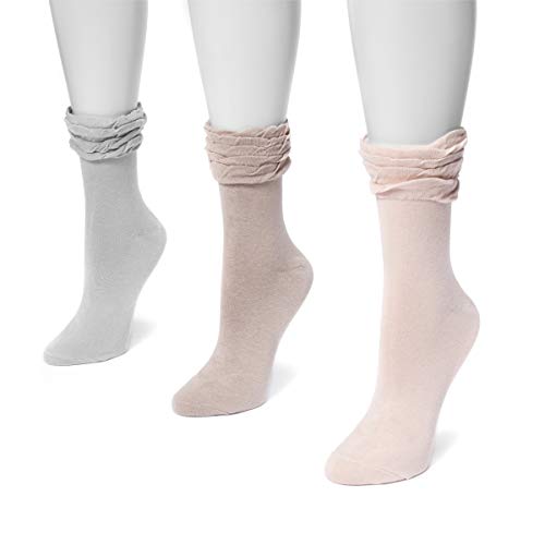 MUK LUKS Women's 3 Pair Pack Ruffle Boot Socks - Soft