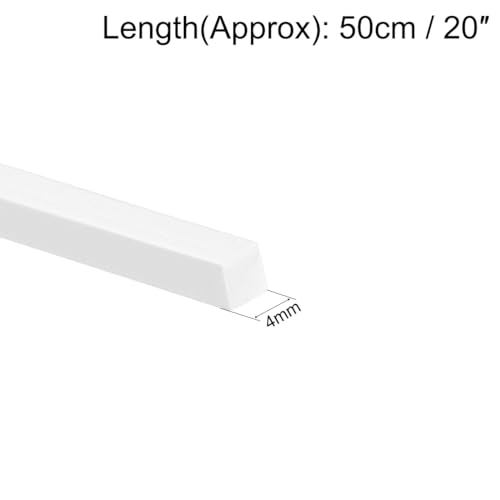 Image of uxcell 4 pcs ABS Plastic Square Bars Rod 4mmx4mmx20 inch ABS Plastic Square Bar Rod for Architectural Model Making DIY White