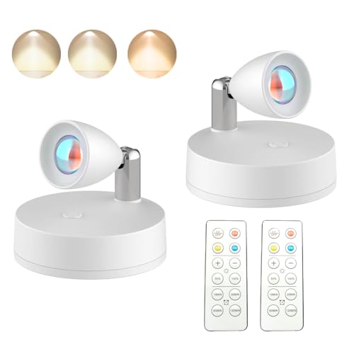 MIOBLUE Battery Powered LED Spotlight,Indoor Uplighting, Wall Picture Lights, Puck Lights with Remote, Plants Spot Light, Display Lights for Dartboard Paintings Portrait Artwork