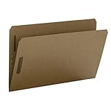Scored for 3/4 expansion. Kraft K Style Fastener Folders, Straight Cut, Top Tab, Legal, Brown, 50/Box