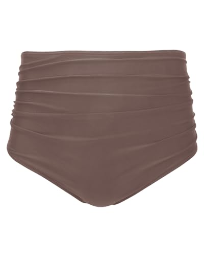 Image of Tempt Me Women High Waisted Bikini Bottom Retro Ruched Swim Bottom Shirred Tankinis Brief