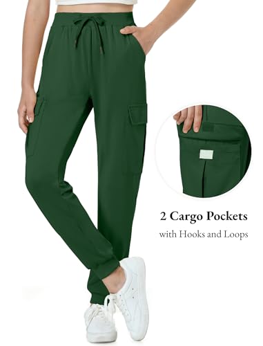 Image of EXARUS Girls Hiking Cargo Pants Joggers Teen Quick Dry Lightweight Slim Fit | Tween Youth Camping Pants Kids Hip Hop Dance Athletic Tapered Lightweight Track Safari Drawstring Woven /Knit 6-14Y