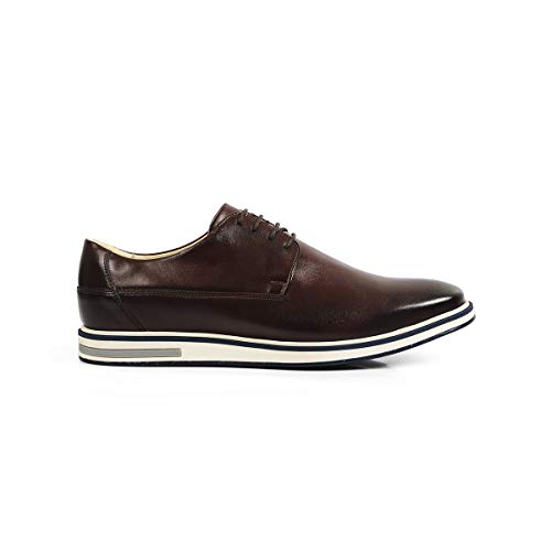 Sapato Casual Masculino Derby Couro Legítimo Kingdom Reverso - 1130 - Tabaco Cor:Marrom;Tamanho:41