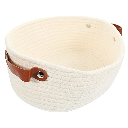 IWOWHERO Woven Storage Basket with Handles Cotton Rope Organizer for Bathroom Living and Nursery Multi Purpose Storage for Snacks and Home